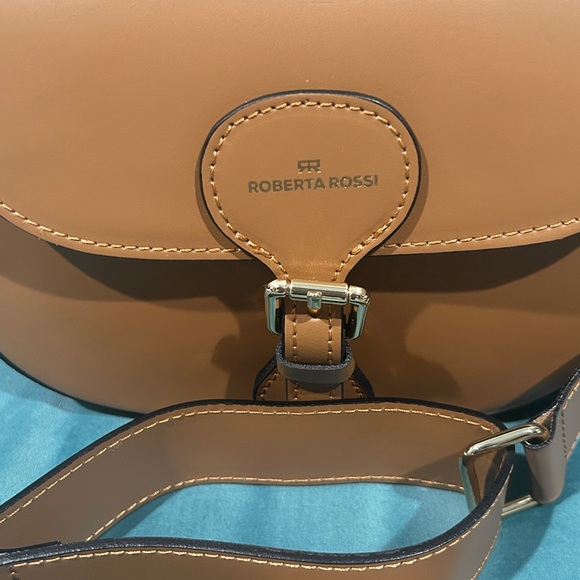 Roberta Rossi Genuine leather Italian Crossbody bag Purse Tan color - Picture 8 of 10